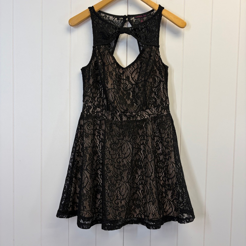 Material Girl Gothic Romance Fit & Flare Lace Dress Women Size L Coquette Chic
